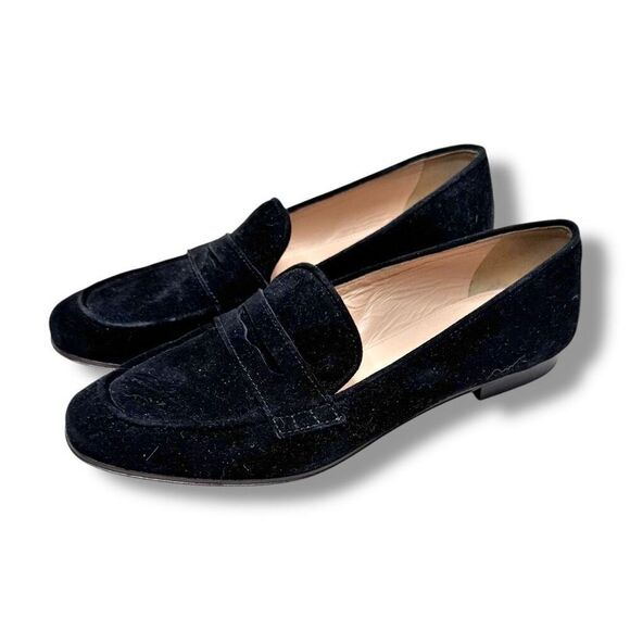 J. Crew Charlie Penny Loafers in Luxe Black Suede Italian Made Women’s Size 6.5 - Picture 2 of 9